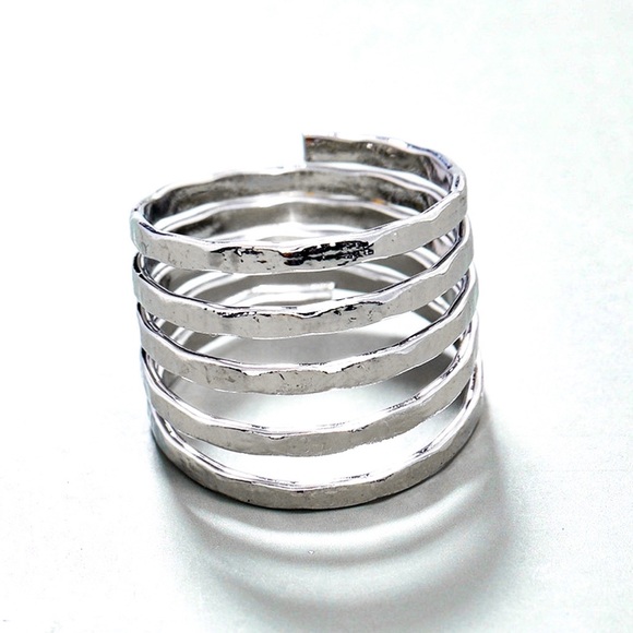 GlitzBlitz Boutique Jewelry - Any 2/$20! Silver Hammered Metal Layered Wrap Ring